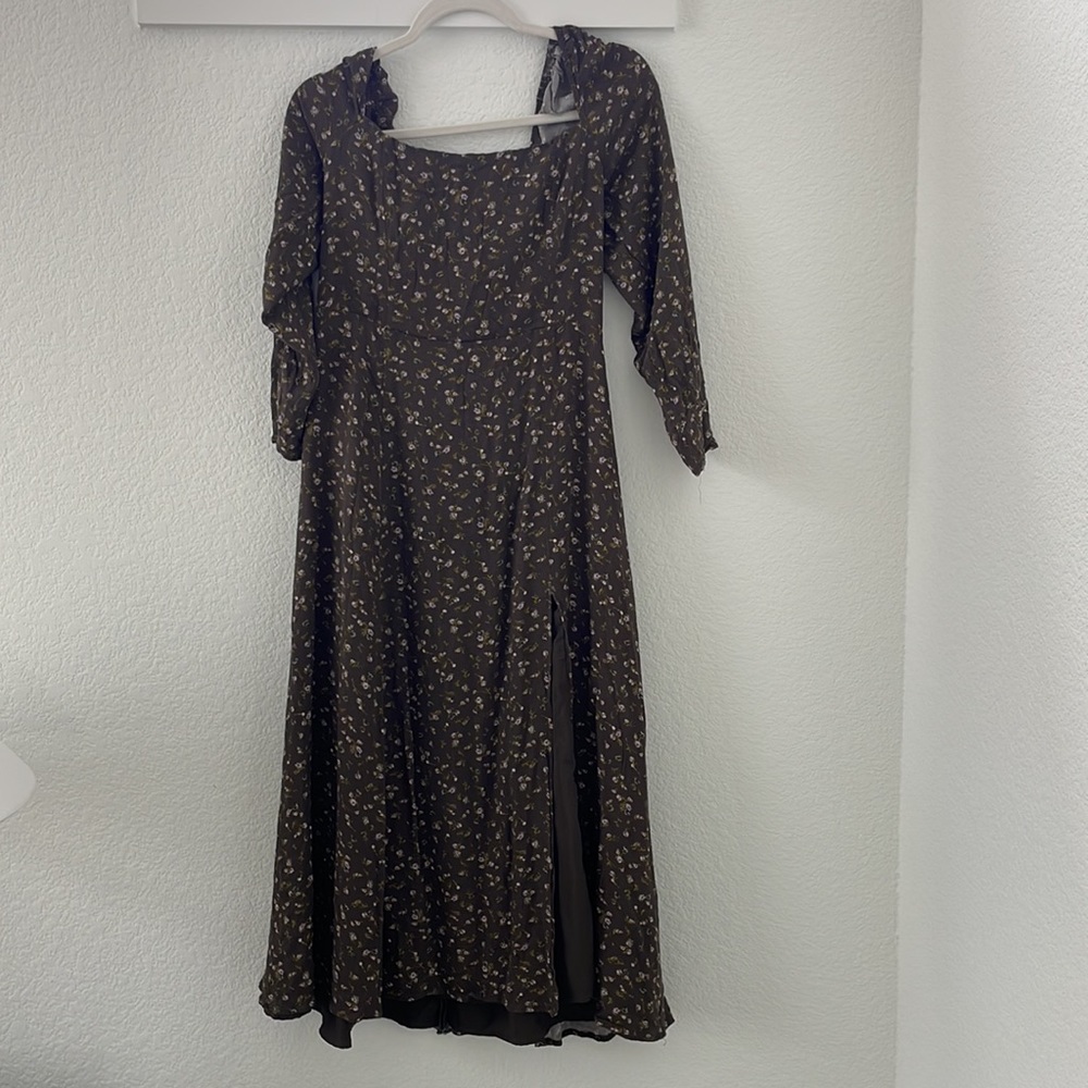 Oak & Fort long sleeve slit dress